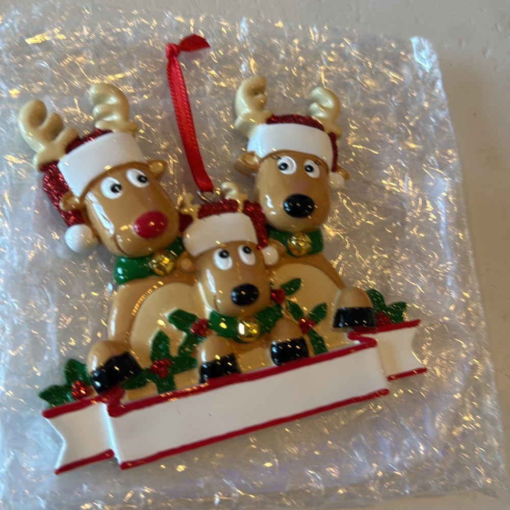 Polar X Personalized Ornament “Reindeers” Family of 3 New